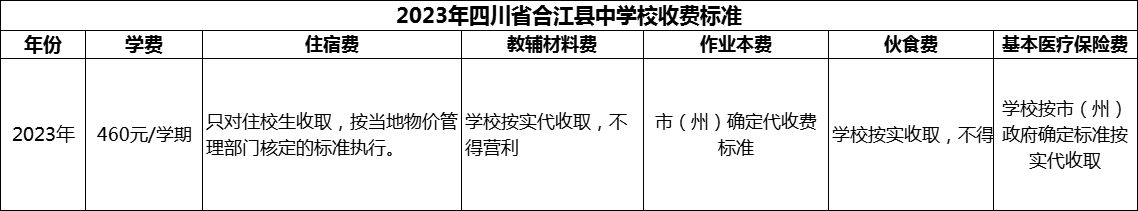 2024年瀘州市四川省合江縣中學(xué)校學(xué)費多少錢？