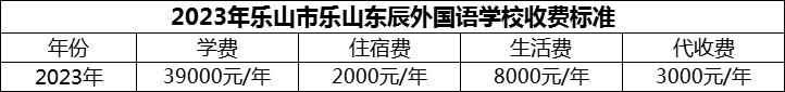 2024年樂山市樂山東辰外國(guó)語學(xué)校學(xué)費(fèi)多少錢？