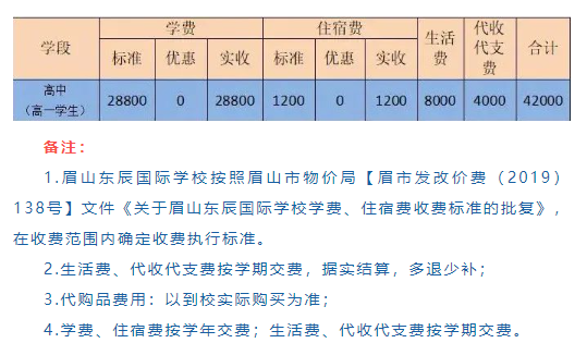 2025年眉山市眉山東辰國際學校學費多少錢？