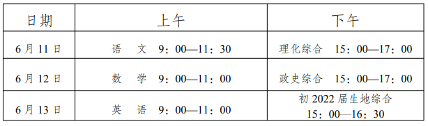 2022年內(nèi)江中考時間安排是怎么樣的？